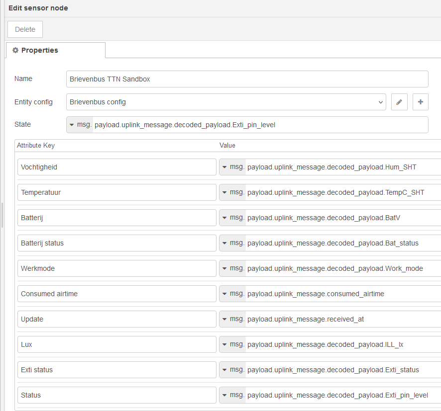 TTN Nodered node