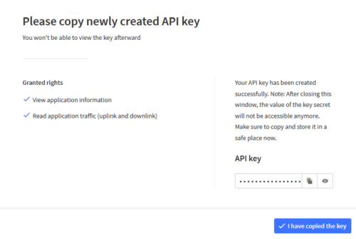 Copy API key