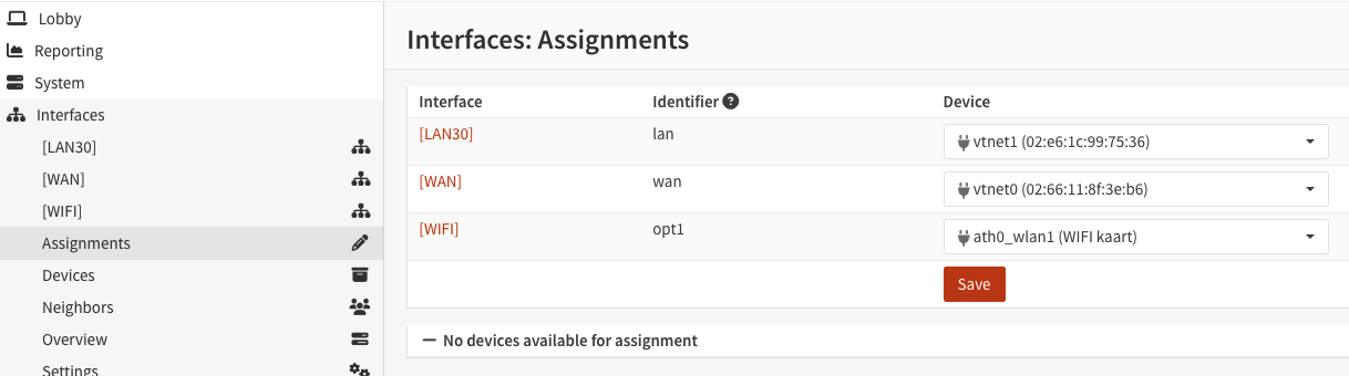 OPNsense interfaces